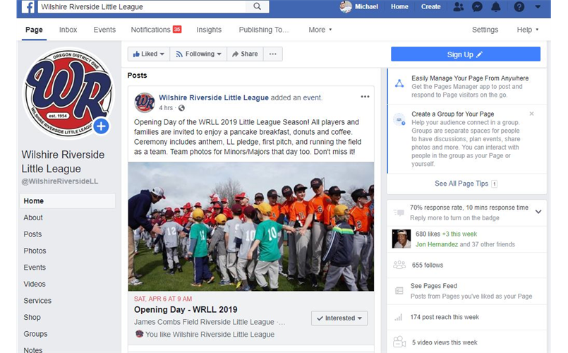 Visit Wilshire Riverside Little League's Facebook and Instagram Pages